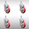 Service Caster 5 Inch SS Red Polyurethane Swivel 10mm Threaded Stem Caster Set Brake SCC SCC-SSTS20S514-PPUB-RED-TLB-M1015-4 - alternate 4